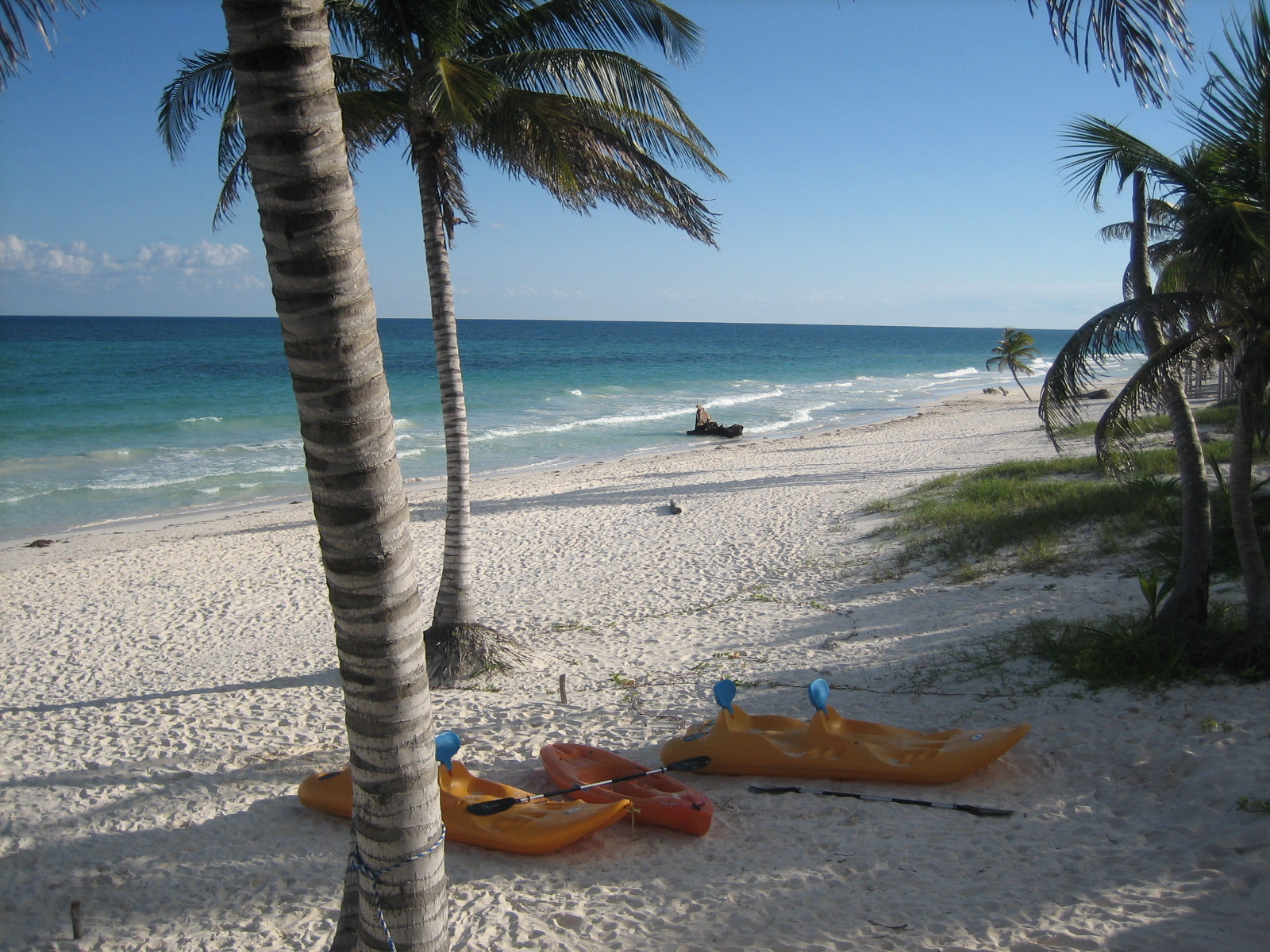 The beach in Tulum, Mexico, as seen from the terrace of the Ocho Tulum restaurant