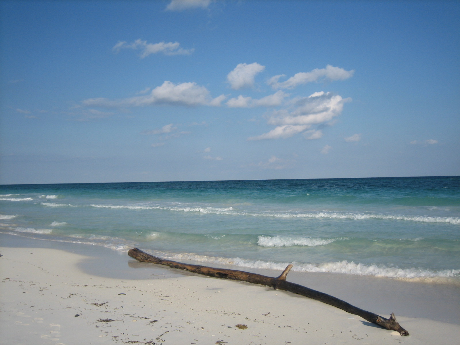 A view of the white sand beach in Tulum, Mexico