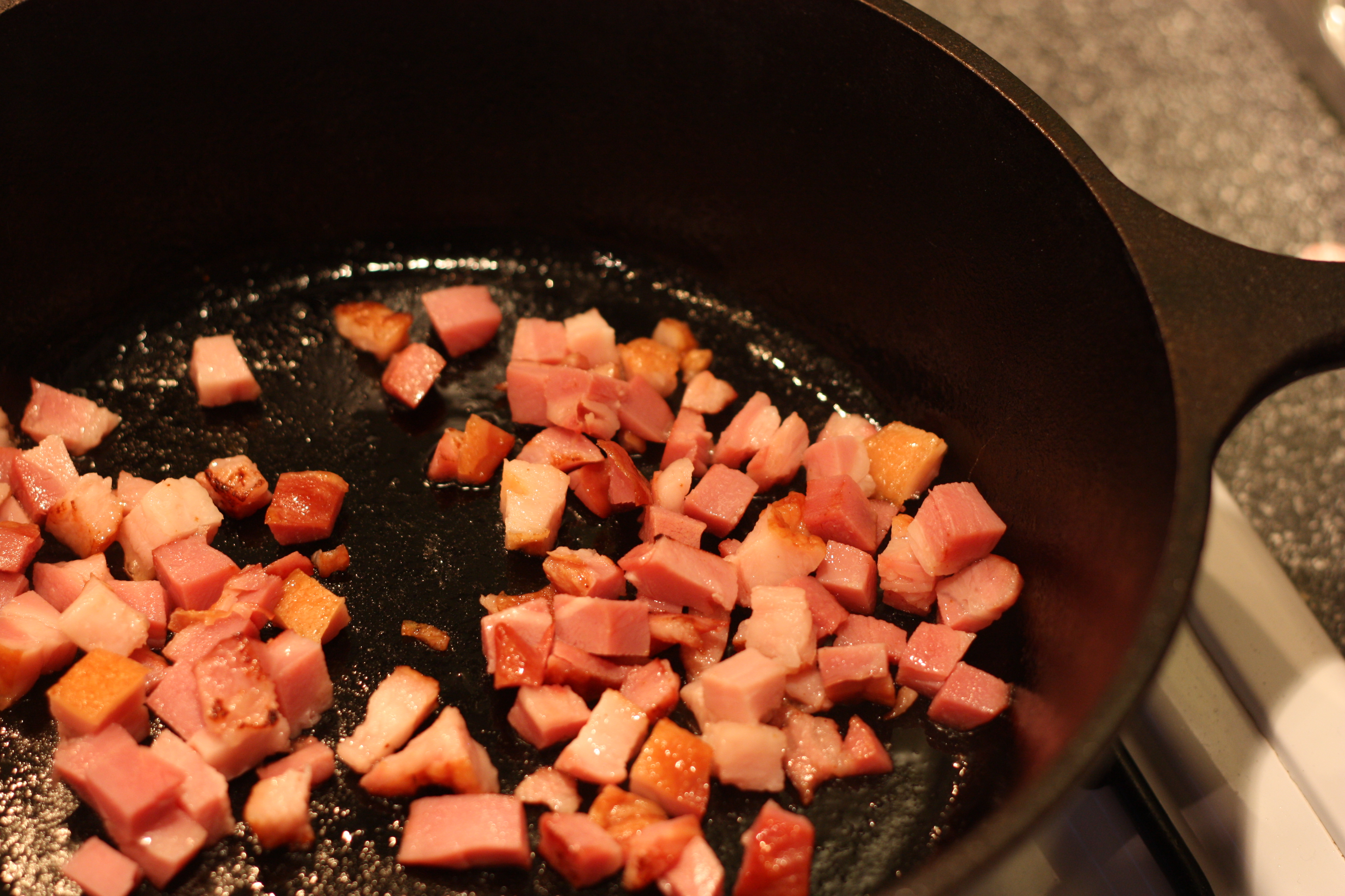 Mmm.... bacon frying in an iron skillet