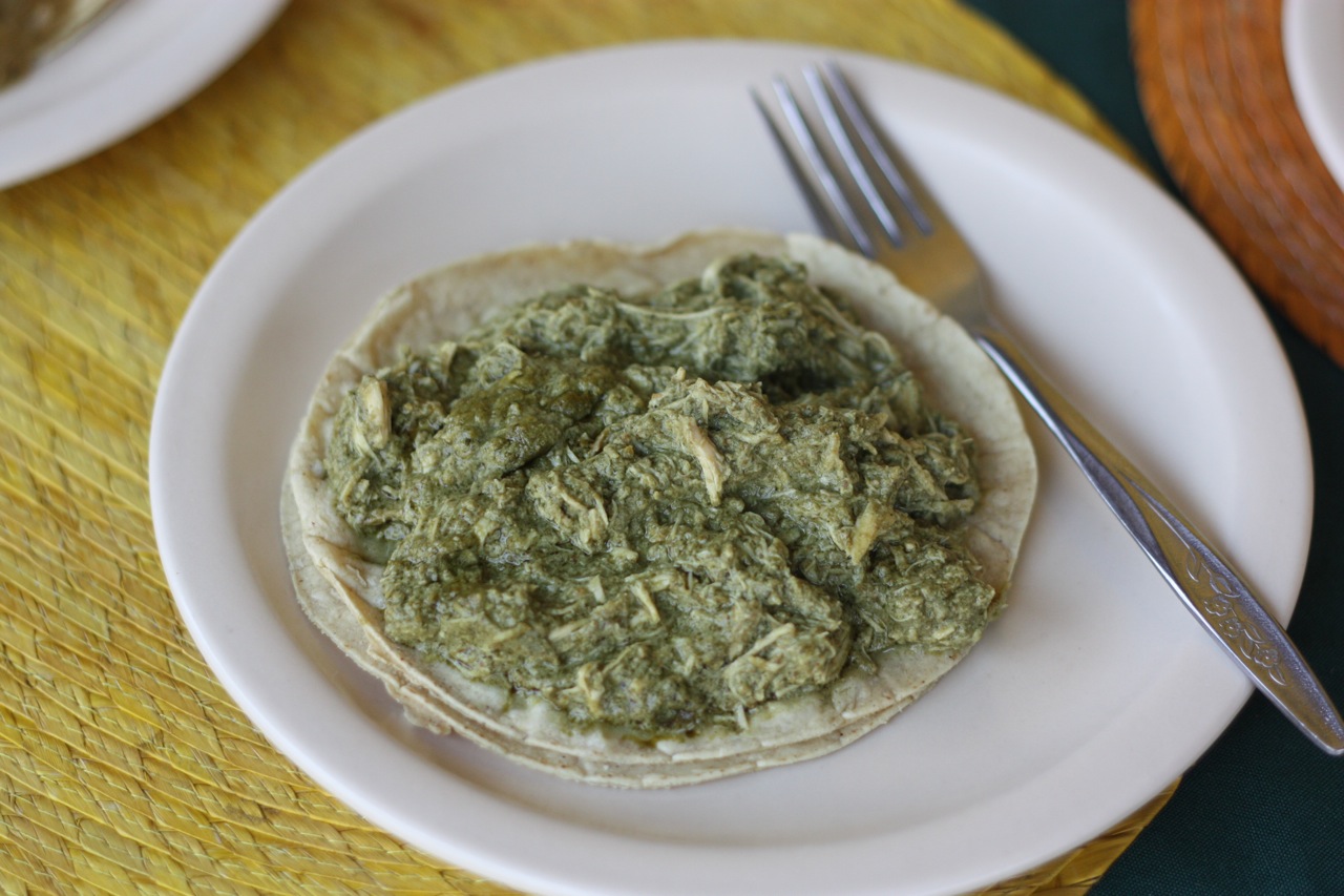 Mole verde taco at Con Sabor a Tixtla