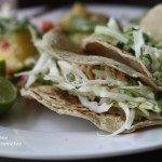 Fish tacos (trout) with cabbage and creamy Oaxacan pasilla salsa