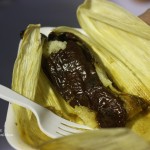 This is one of the neat tamales we tried in Hidalgo -- a tamalchil, or tamal topped with an ancho chile and steamed.