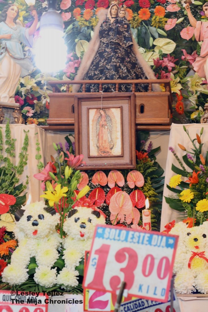 An altar to the VIrgen de la Merced, known in English as the Virgin of Mercy, inside Mexico City's Mercado de la Merced