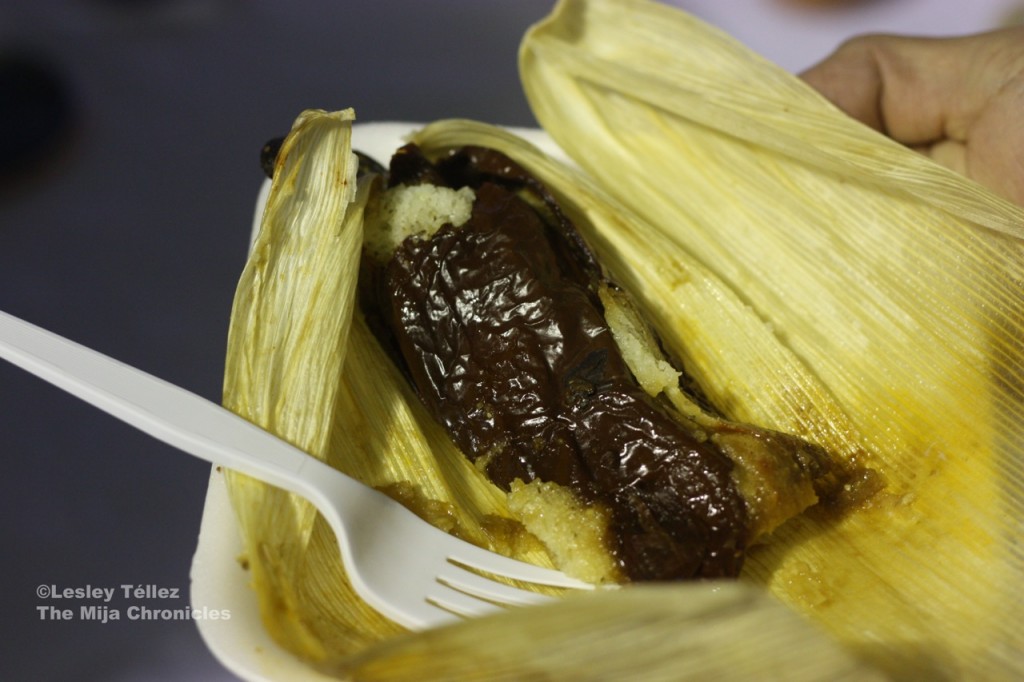 Tamal with chile ancho in Tetepango, Hidalgo