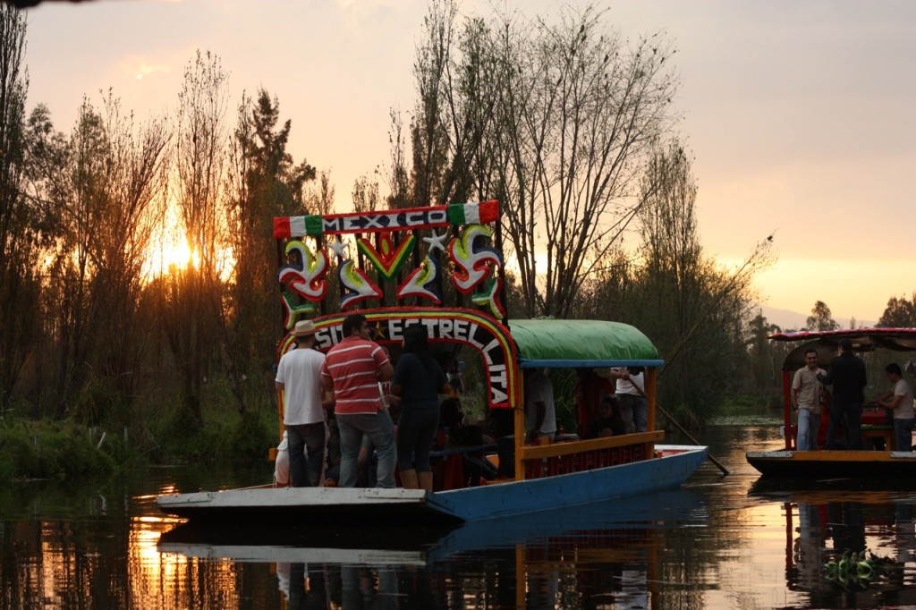 Xochimilco, Mexico City at sunset